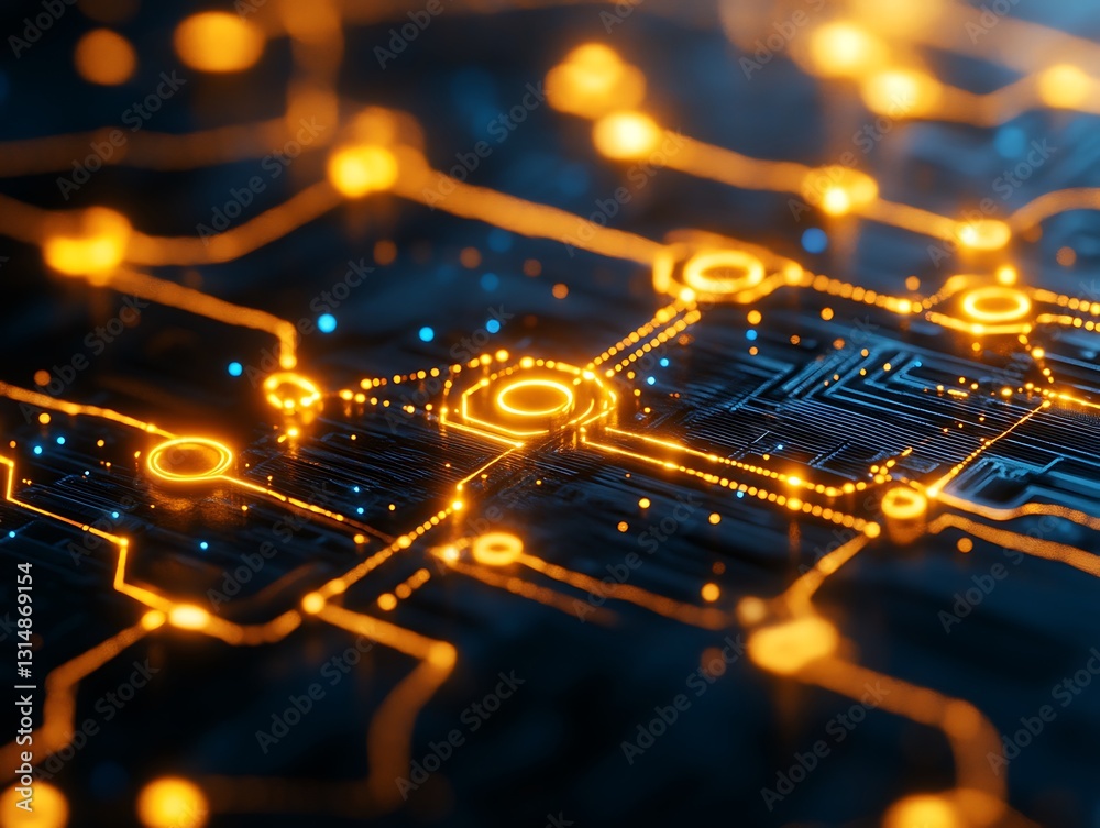 Poster advanced circuit board visualization, complex interconnected network