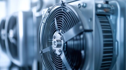 Industrial cooling fan close-up