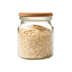 oats in a glass jar on transparent background