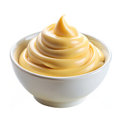 Creamy Swirls Of Luscious, Golden Cheese Sauce In A Pristine White Bowl, A Delectable Culinary Delight Isolated on Transparent Background