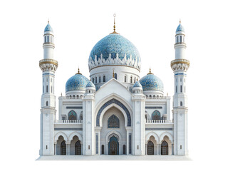 Fototapeta premium 3D illustration of mosque building, with transparent background, PNG file. generative AI 3D illustration of mosque building, with transparent background, PNG file.