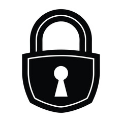 Secure Internet Browsing with a Padlock Flat Vector Silhouette