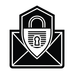 Secure Email with Biometric Authentication Flat Vector Silhouette