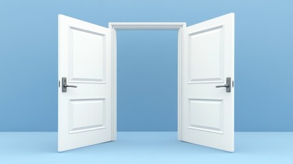 Naklejka premium Open Doors, Two Choices, Light Blue Room