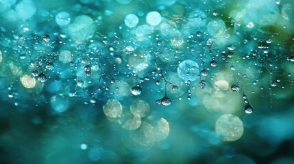 Fototapeta premium Aqua Dewdrops: A Symphony of Nature's Jewels