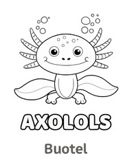 Axolotl coloring book far kids pages