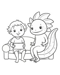 Axolotl coloring book far kids pages