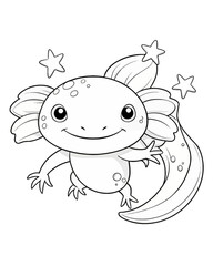 Axolotl coloring book far kids pages