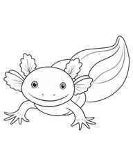 Naklejka premium Axolotl coloring book far kids pages