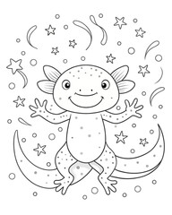 Axolotl coloring book far kids pages