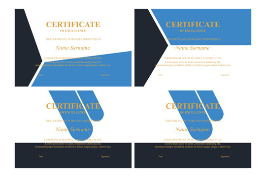 Four Blue & Dark-Gray Excellence Certificates - Powered by Adobe