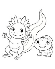 Axolotl coloring book far kids pages