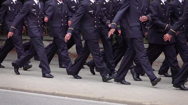 Navy Officers Marching in a Military Parade in slow motion 120fps