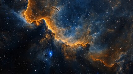 Fototapeta premium An awe-inspiring view of vibrant cosmic clouds and stars reveals the incredible beauty of the universe. Swirling colors create a mesmerizing tableau showcasing celestial energy and formation