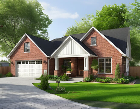 affordable single-family home located in a suburban neighborhood. The house have a modest design with a brick and white exterior, a small front lawn, and a paved driveway.