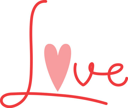 Naklejki Hand-drawn love heart lettering line art. 