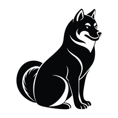 Akita Inu Displaying Proud Posture with a Curled Tail Silhouette