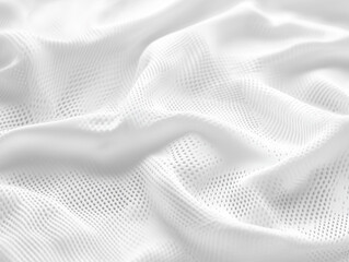 white sports jersey, football jersey, breathable fabric, athletic wear, moisture-wicking, performance clothing, air ventilation, lightweight fabric, sports apparel, training gear, white satin fabric