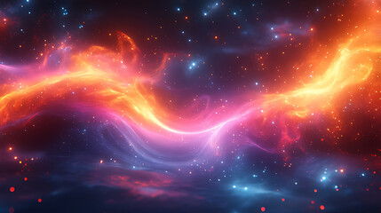 Obraz premium Cosmic energy flows, nebula background, vibrant colors, digital art, website banner