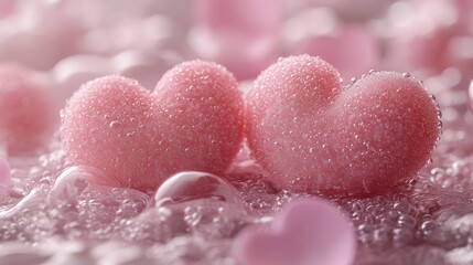 Fototapeta premium Delicate pink hearts in water