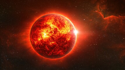 Obraz premium Fiery Planet in Cosmic Space (1)