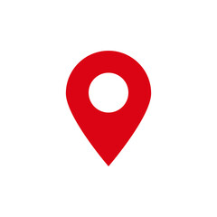 Red location pin icon with white center, commonly used to mark destinations and points of interest.