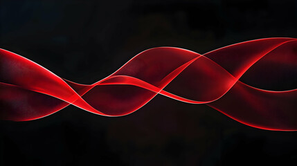 Abstract Red Wave Flowing on a Dark Background with a Smooth Gradient Effect