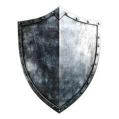 A weathered metal shield strong and protective medieval defense symbol of courage
