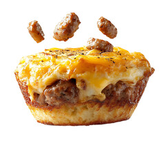 A Savory Egg and Cheese Muffin with Sausage Isolated on Transparent Background