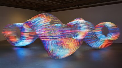 Colorful Light Sculpture in Gallery
