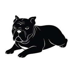 Bulldog Relaxing with Head Resting on Paws Silhouette Isolated