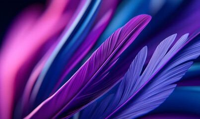 Fototapeta premium Vibrant Colorful Abstract Feathers in Purple and Blue Tones