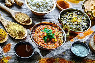 Composition with indian dishes