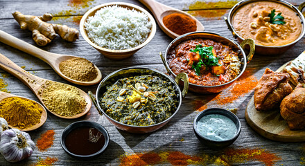 Composition with indian dishes