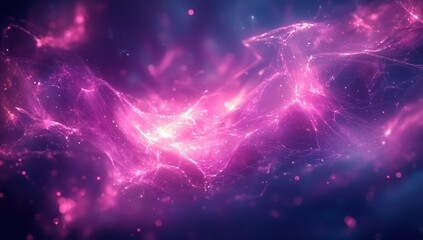 Fototapeta premium Vibrant Cosmic Nebula with Stellar Gas and Interstellar Dust in Beautiful Pink and Purple Tones with Subtle Glimmers of Stars in a Dreamy Universe