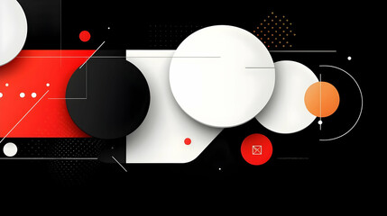 Obraz premium An abstract composition of circles squares lines and red areas