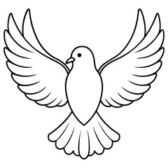 flying bird dove or pigeon with its wings spread line art