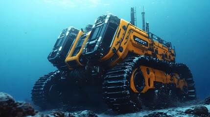 Futuristic Underwater Excavation Vehicle Exploring the Ocean Floor