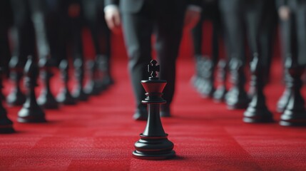 Fototapeta premium Black King Moves Amidst Corporate Crowd