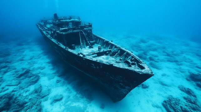 Mechanical Vessel Exploring Submerged Wreckage with Advanced Scanning Machinery