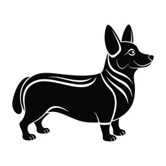 Corgi with Wagging Tail and Short Legs Silhouette Isolated