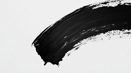 Black Brushstroke on White Background with Artistic Texture