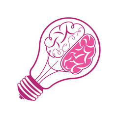 Creative Brain Logo Abstract Neural Network with Idea Lightbulb Icon .