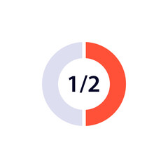 A diagram illustrating a fraction with blue white and orange segments forming a half circle shape.