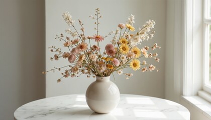 Charming floral arrangement with cheerful mood in a bright interior