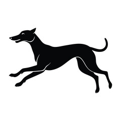 Dog Mid-Leap with Stretched Out Legs Silhouette Isolated