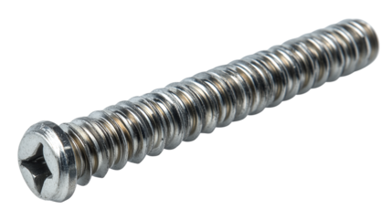 Steel screw isolated, representing construction, hardware, and metal tools, ideal for industry, engineering, and macro-detail imagery.