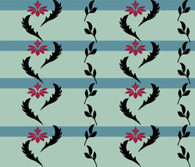 seamless floral pattern, seamless pattern damesh red flower and the moving green leaves