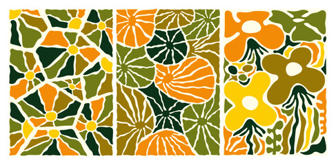 Ensemble d'affiches floral, colorée, vecteur