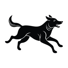 Dog Running with Ears Flapping in Motion Silhouette Isolated